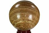 Polished, Banded Aragonite Sphere - Morocco #105620-1